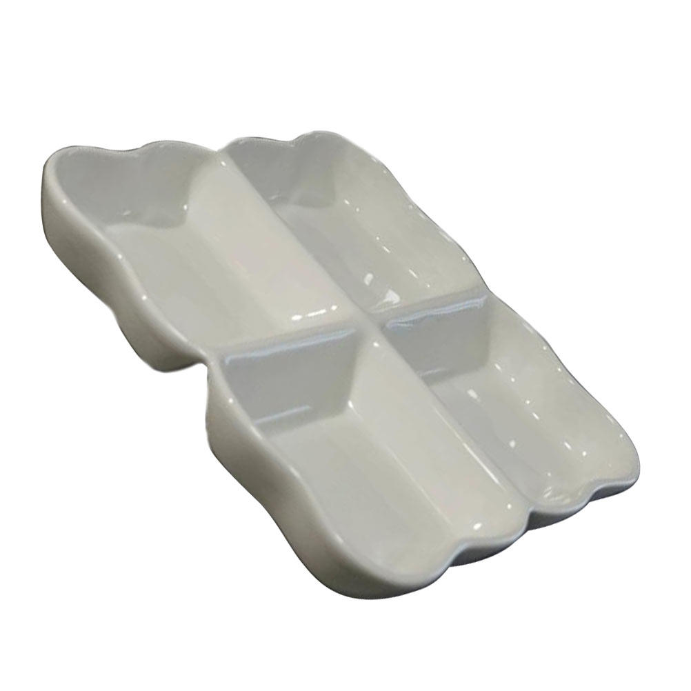 Storage Food Tray - 4-Compartment Food Storage Plate Ceramic Dish