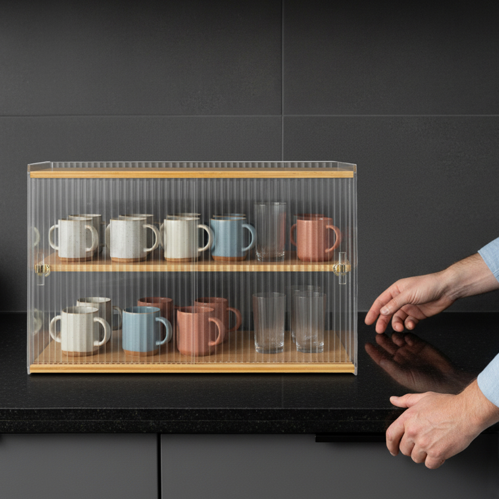 Food Storage In Cabinets - Cup Storage Rack, Bamboo Sideboard, Cupboard