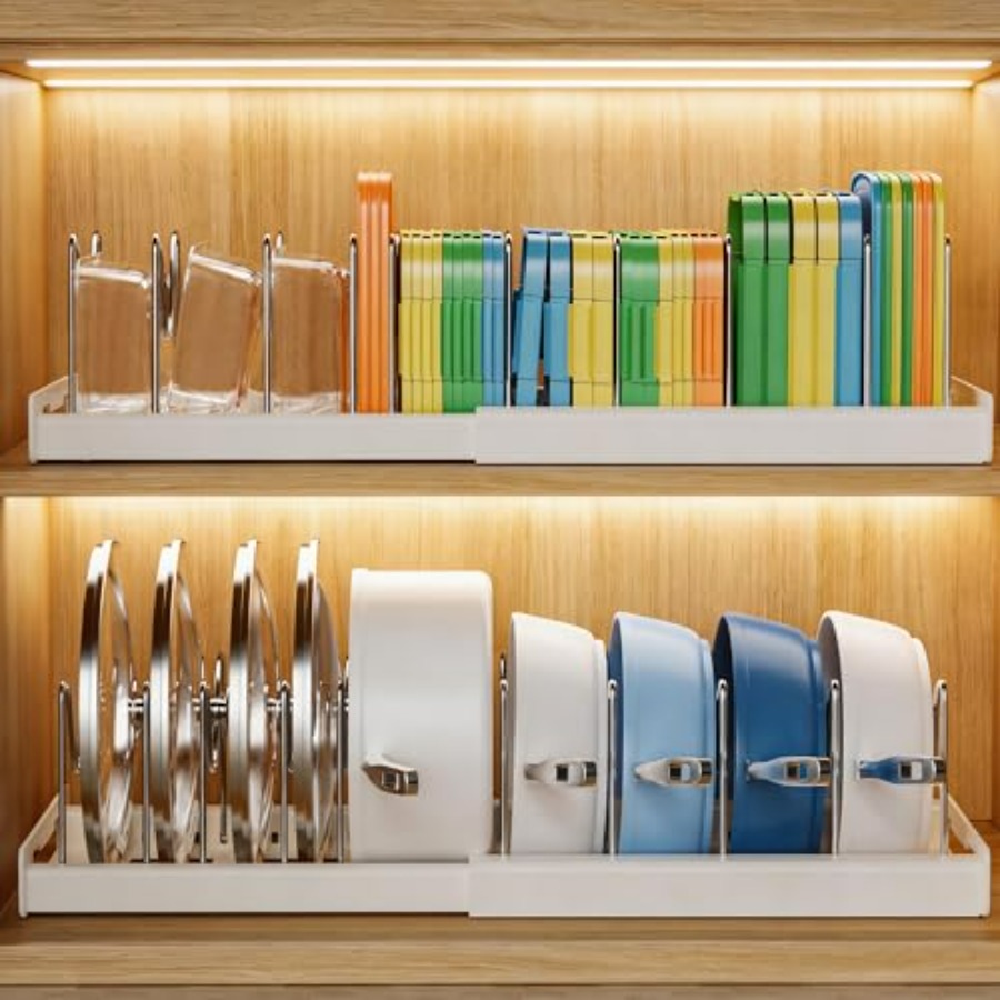 Food Storage In Cabinets - Pots and Pans Organizer for Under