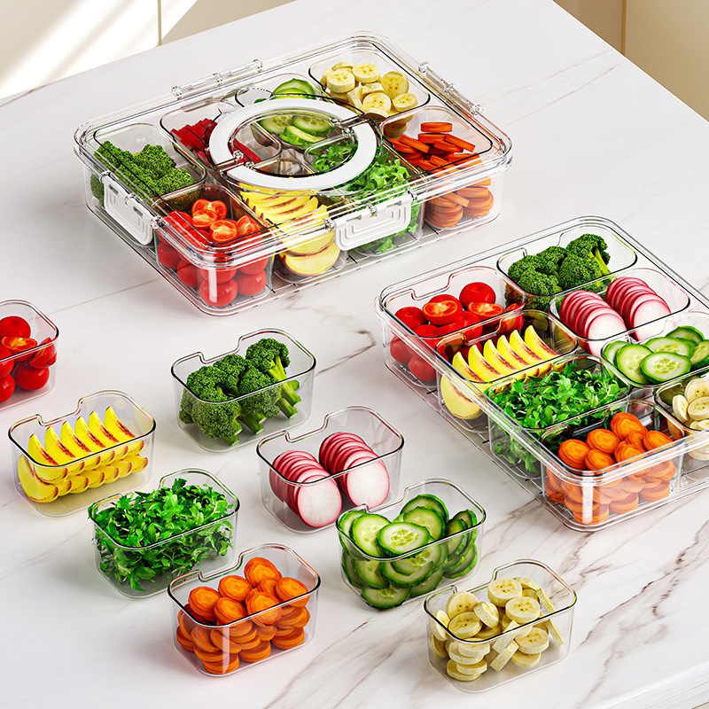 Food Storage Dividers - Transparent Divided Food Storage Container With