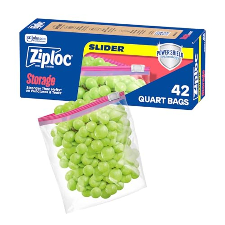 Food Storage Technology - Quart Food Storage Slider Bags, Power