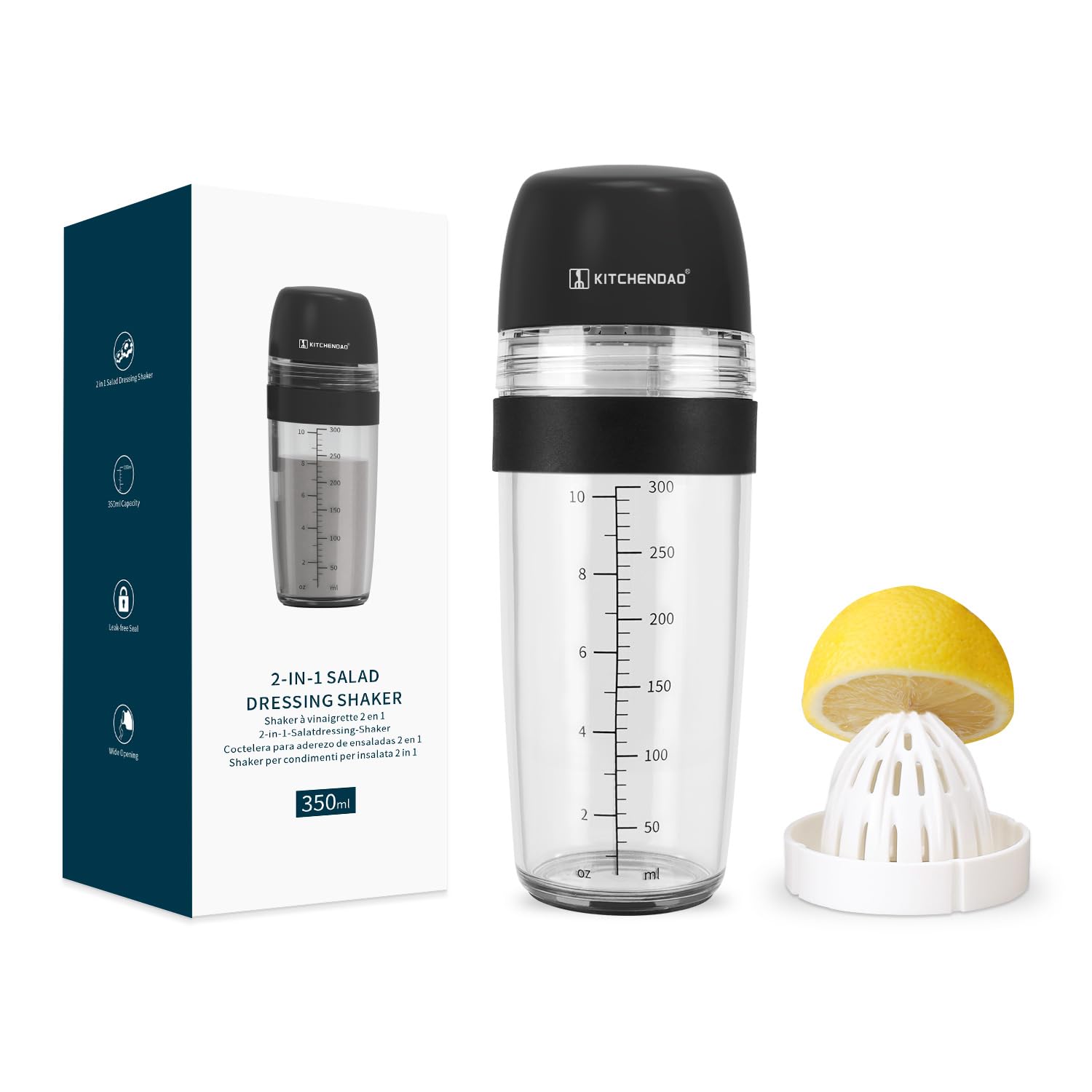 Salad Dressing Bottle - Salad Dressing Shaker Container with Juicer,