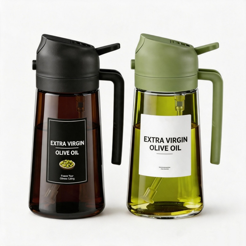 Salad Dressing Bottle - 16oz/470ml Leakproof 2-in-1 Glass Oil Dispenser