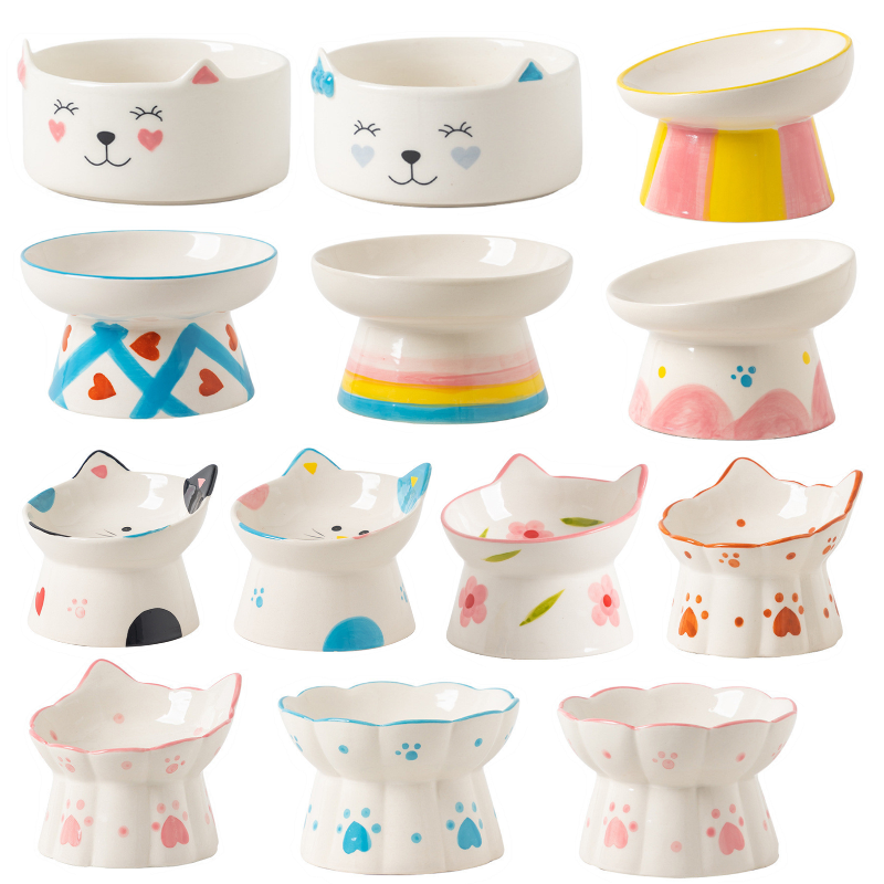 Food Storage Safety - Cat Bowl Ceramic High Foot Oblique
