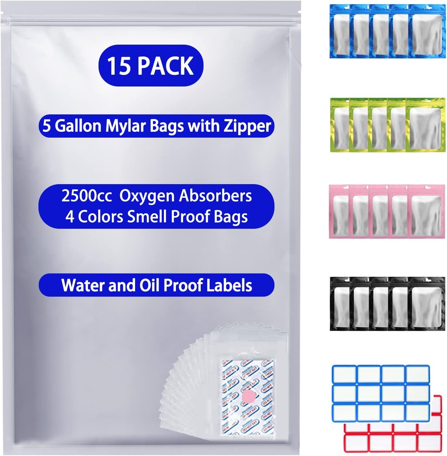 15 Pcs 5 Gallon Mylar Bags wit – Food Storage Oxygen Absorbers recenzja i cena