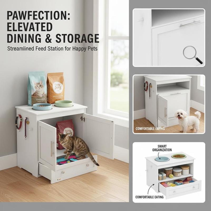 PawHut Pet Feeding Station, Pe – Food Storage In Cabinets recenzja i cena