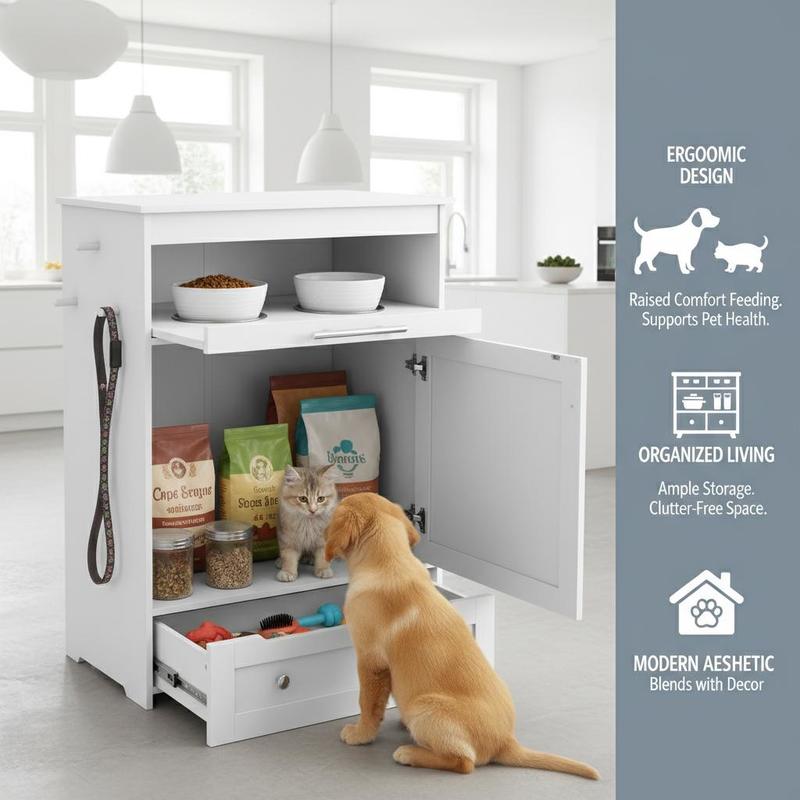 PawHut Pet Feeding Station, Pe – Food Storage In Cabinets recenzja i cena
