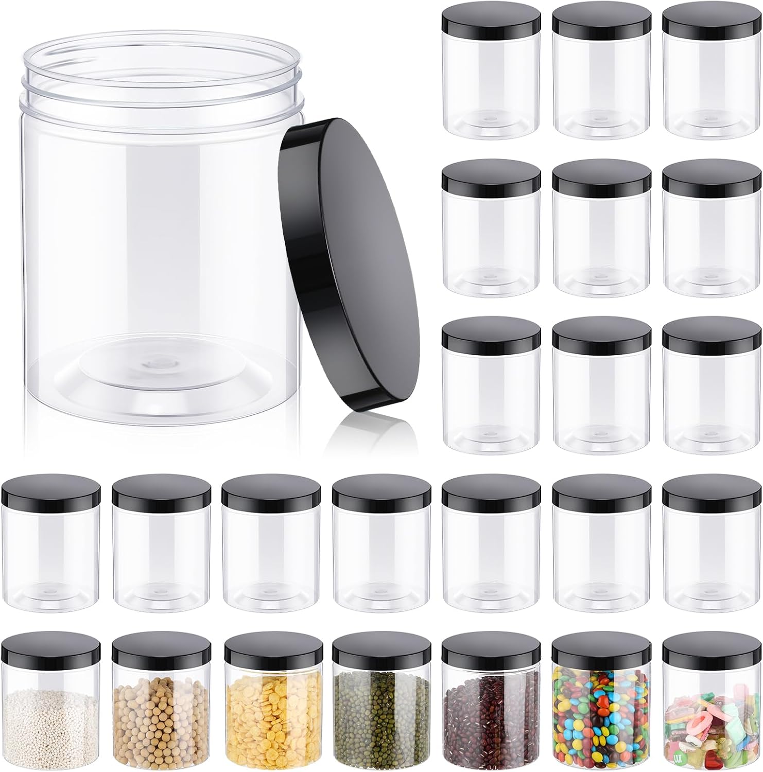 24 Pcs 16oz Plastic Jars with  – Food Storage Containers Glass recenzja i cena