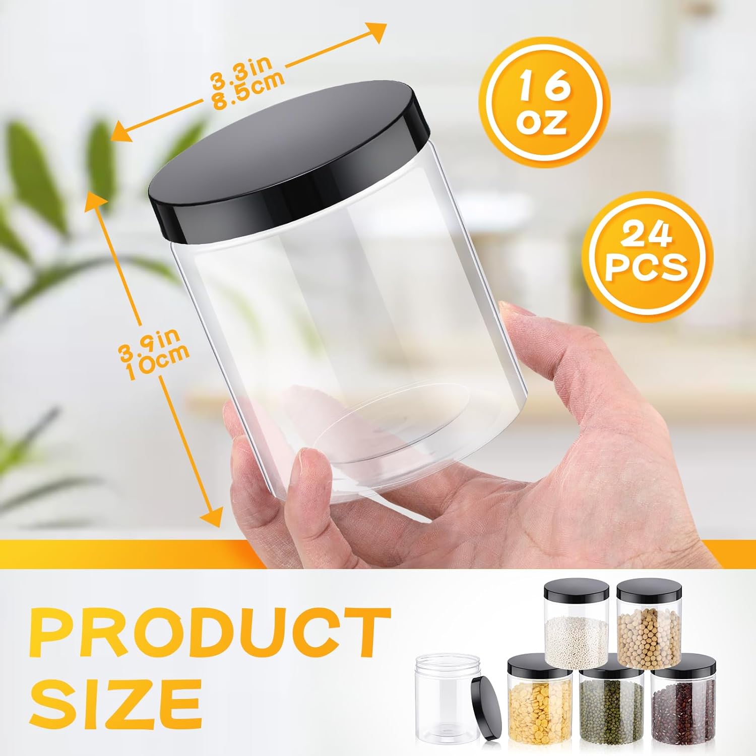 24 Pcs 16oz Plastic Jars with  – Food Storage Containers Glass recenzja i cena