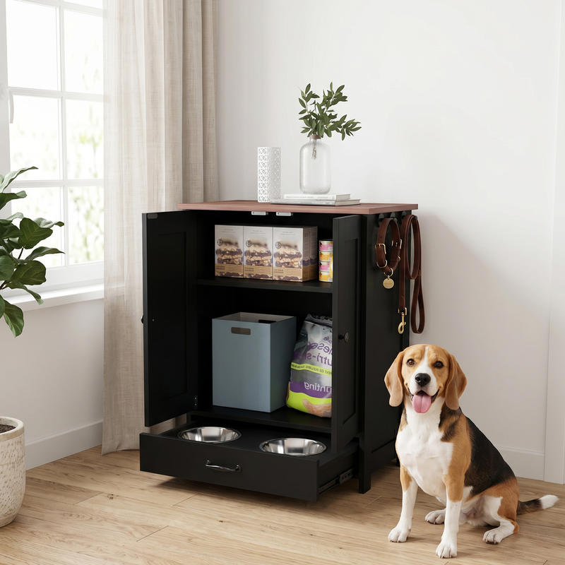 PawHut Pet Feeding Station, Do – Food Storage In Cabinets recenzja i cena