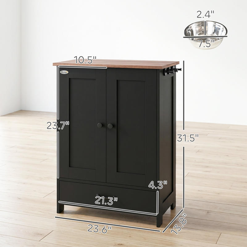 PawHut Pet Feeding Station, Do – Food Storage In Cabinets recenzja i cena