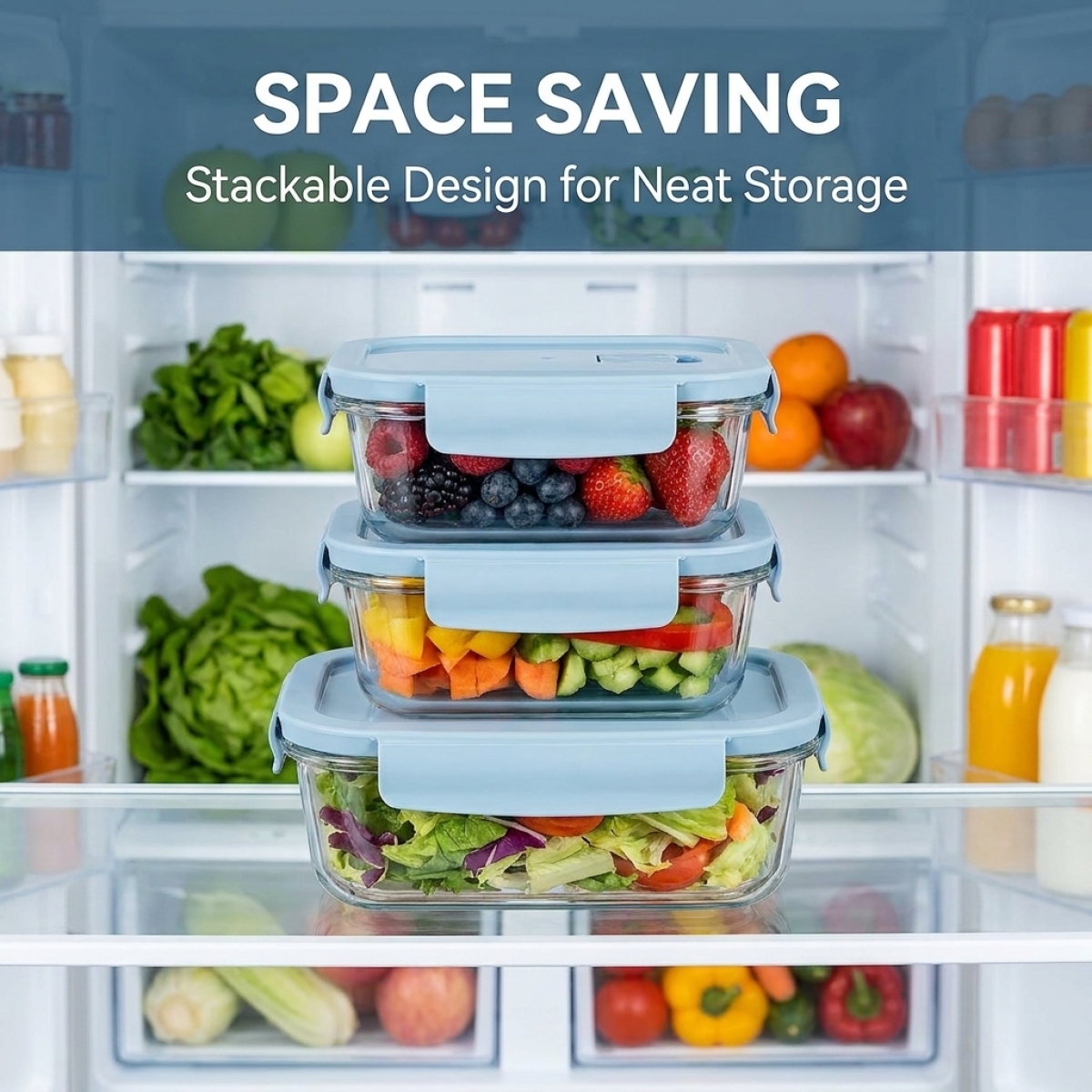 Sky Blue Glass Food Storage Co – Food Storage Stackable Containers recenzja i cena