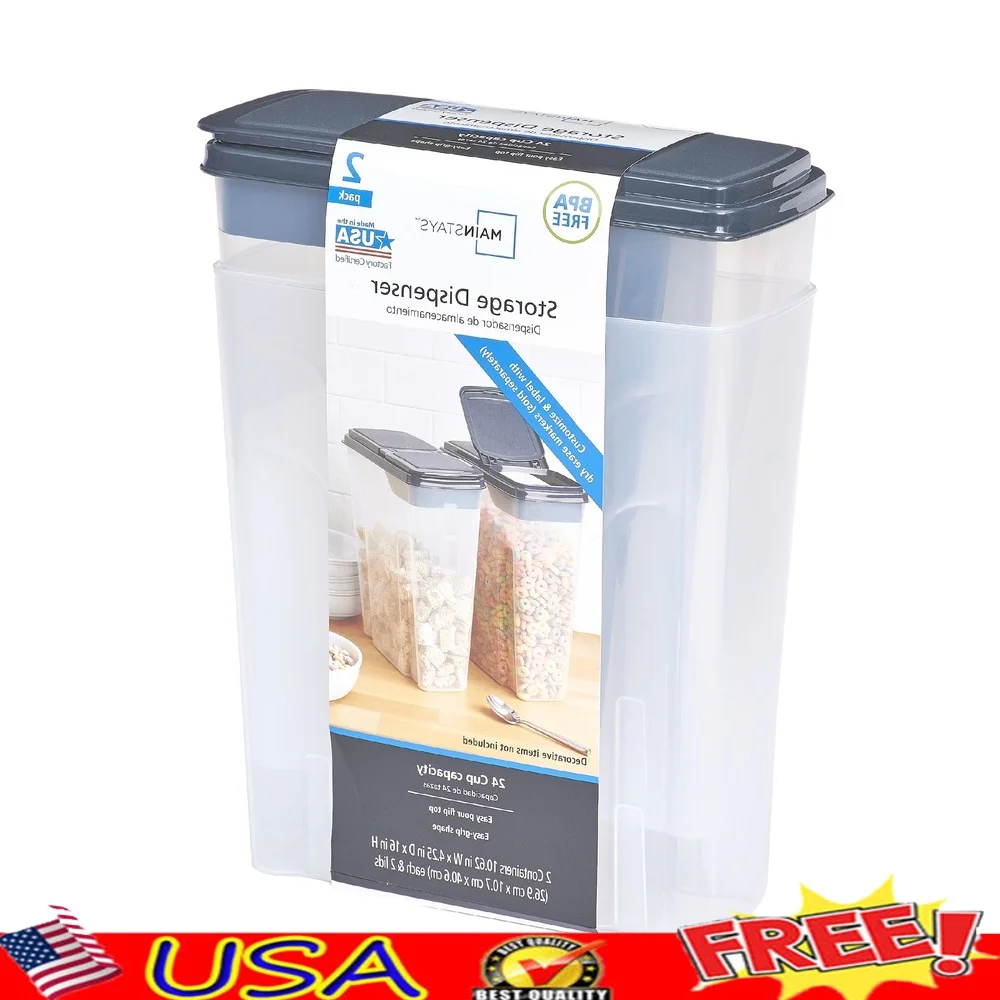 2-Pack Plastic Cereal Dispense – Food Storage Quart Containers recenzja i cena