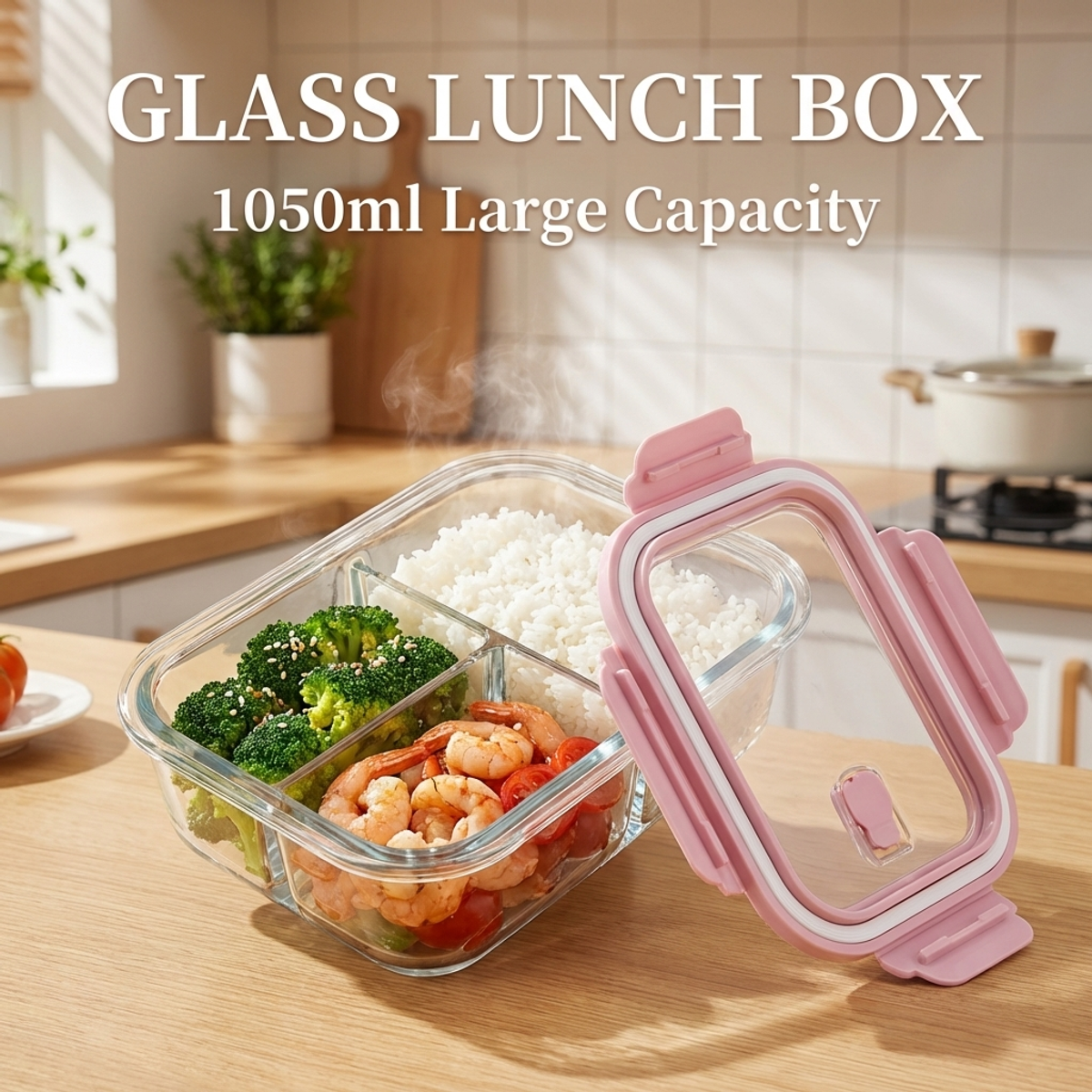 Pink Glass Lunch Box, 1050ml L – Lock And Lock Food Storage recenzja i cena