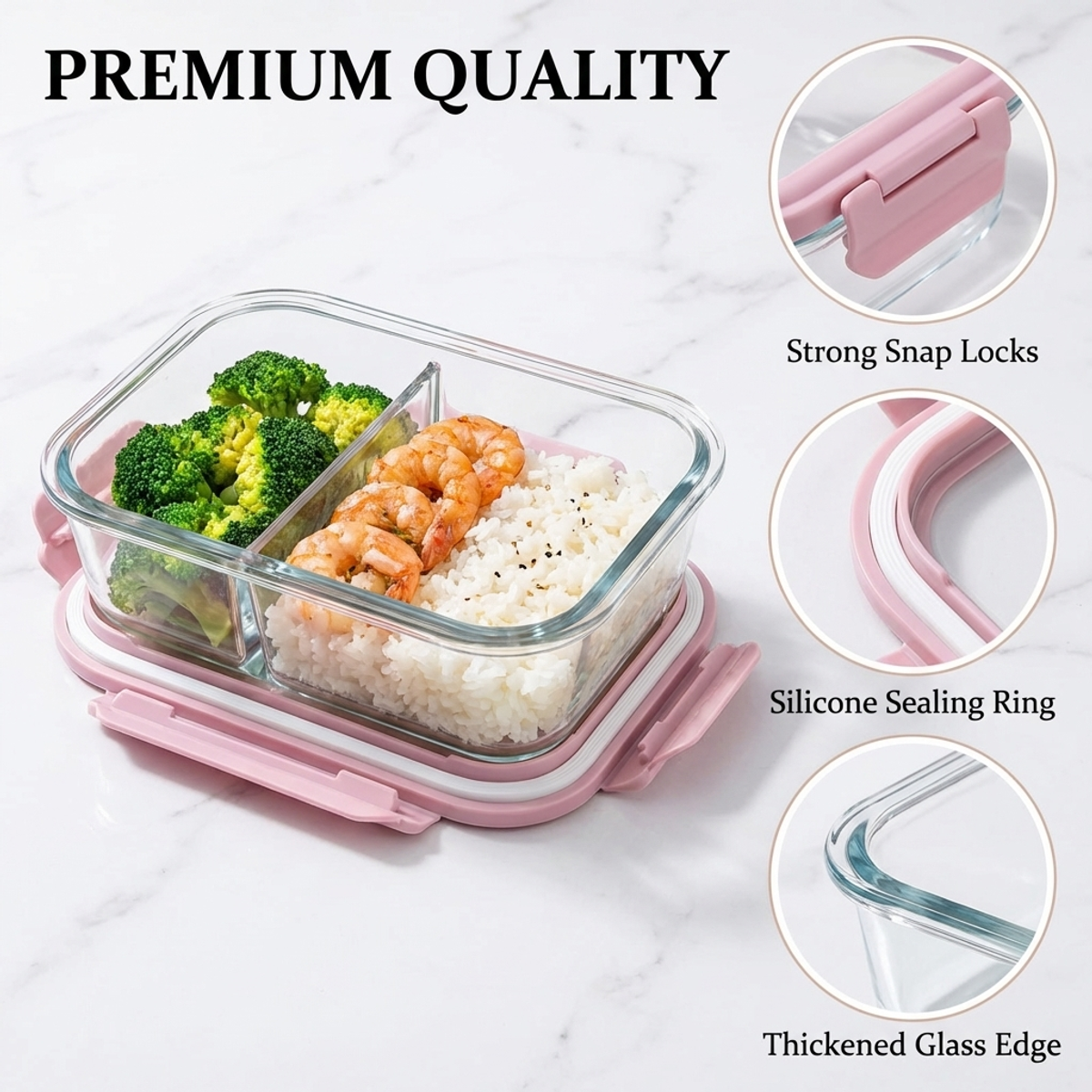 Pink Glass Lunch Box, 1050ml L – Lock And Lock Food Storage recenzja i cena