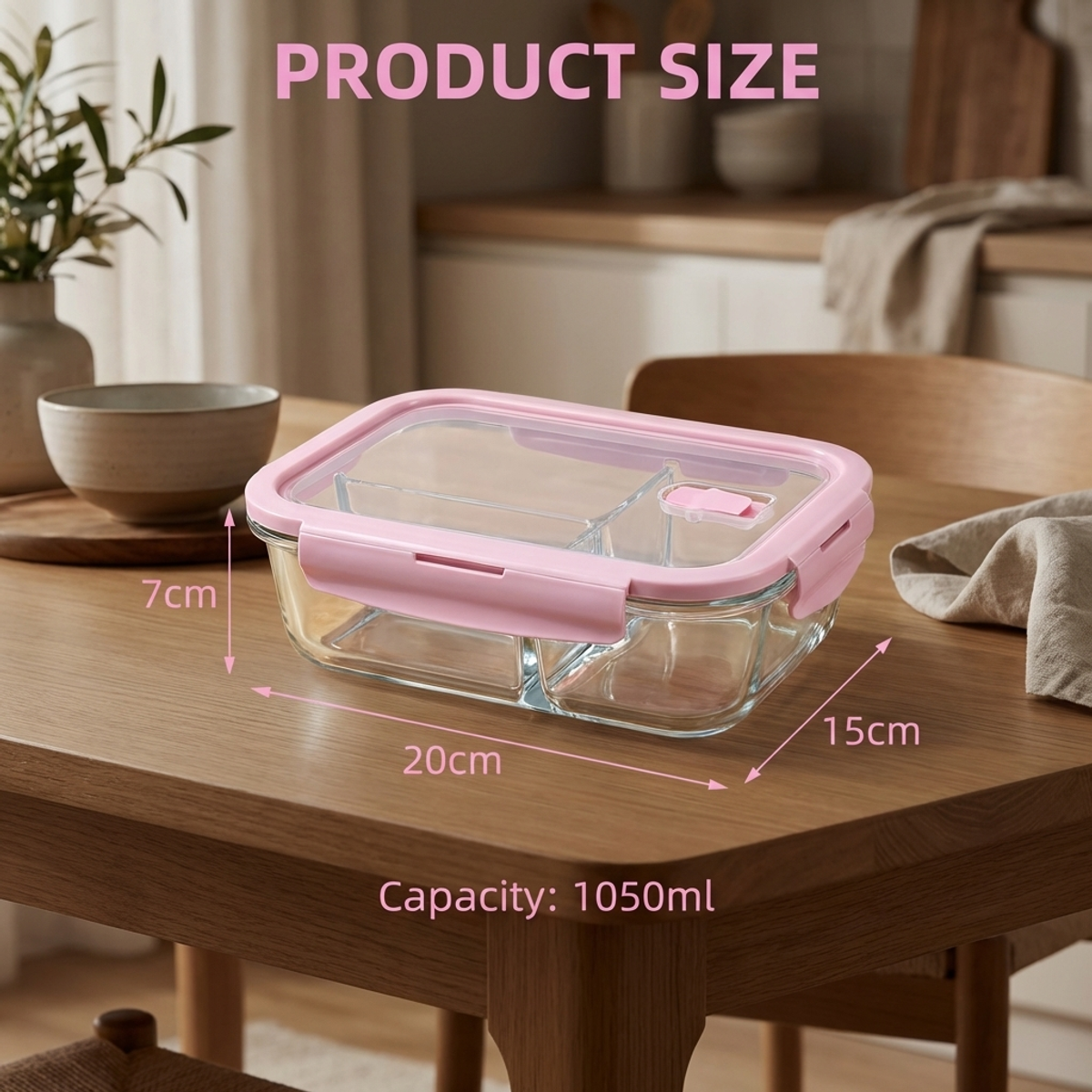 Pink Glass Lunch Box, 1050ml L – Lock And Lock Food Storage recenzja i cena