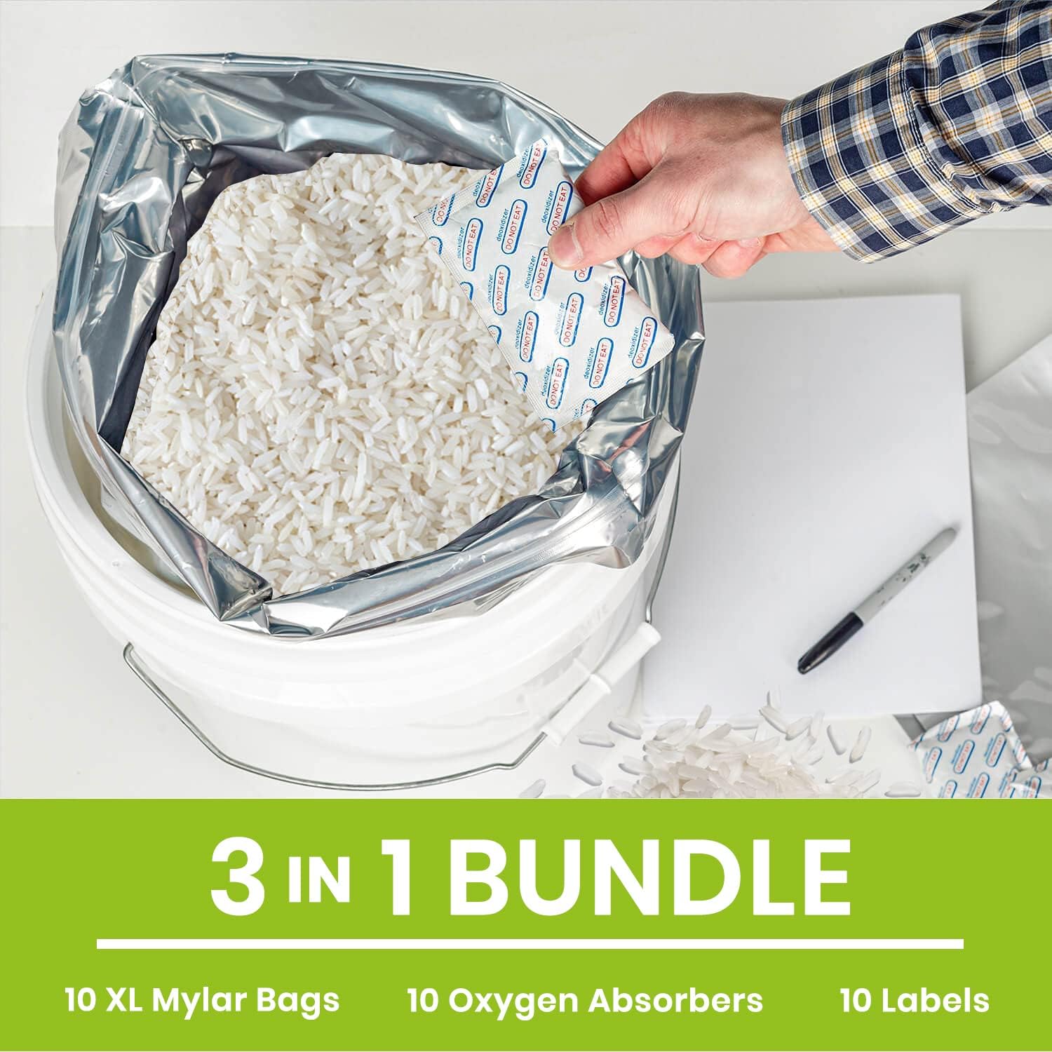 10pcs 5 Gallon Mylar Bags for  – Food Storage Oxygen Absorbers recenzja i cena