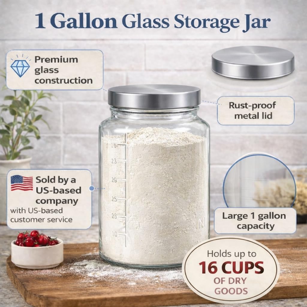 Extra Large    Jar - 1 Gallon  – Food Storage Containers Glass recenzja i cena