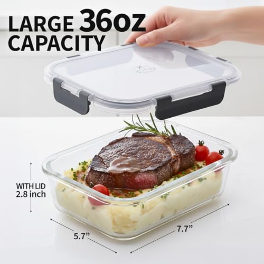 5 Piece Large 36oz Glass Tuppe – Food Storage Containers Tupperware recenzja i cena
