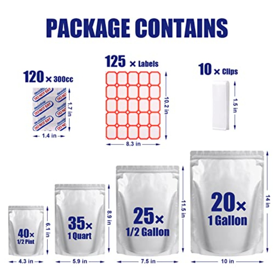 120 Mylar Bags for Food Storag – Food Storage Oxygen Absorbers recenzja i cena