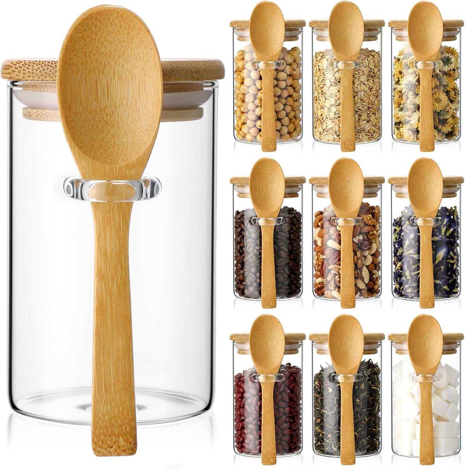 10 Pack Glass Jars with Bamboo – Food Storage Containers Glass recenzja i cena