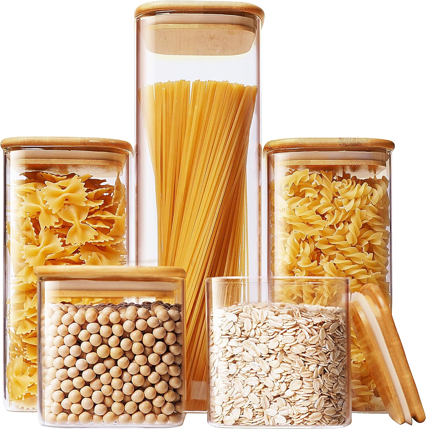 Square Glass Jars with Bamboo  – Food Storage Containers Glass recenzja i cena