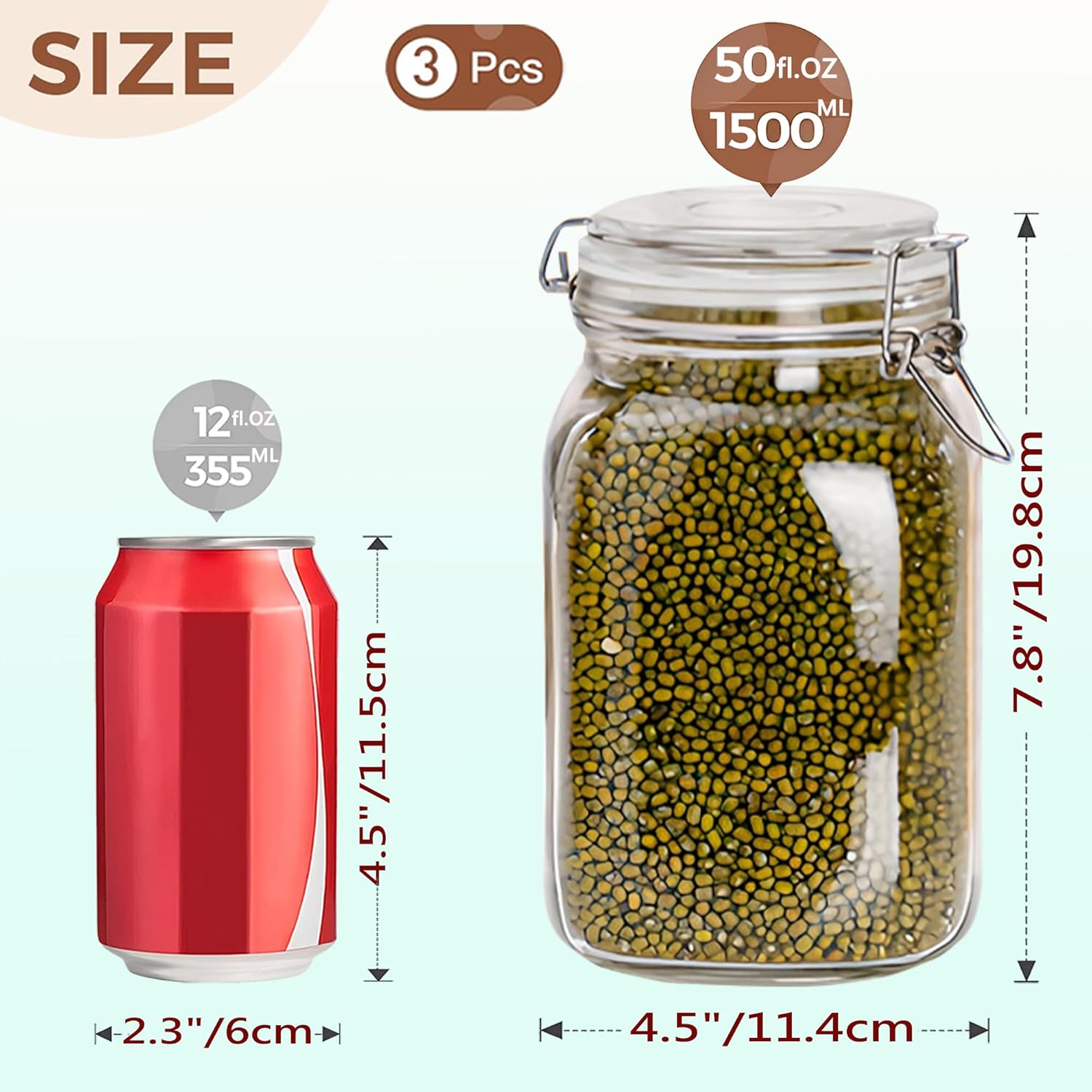 Clear Food Storage Jars 50oz S – Set Food Storage recenzja i cena
