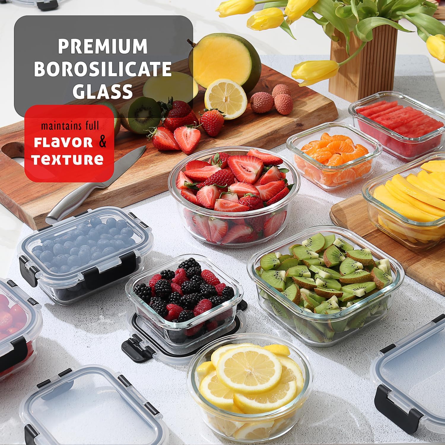 48-Piece Glass Food Storage Co – Food Storage Containers Glass recenzja i cena