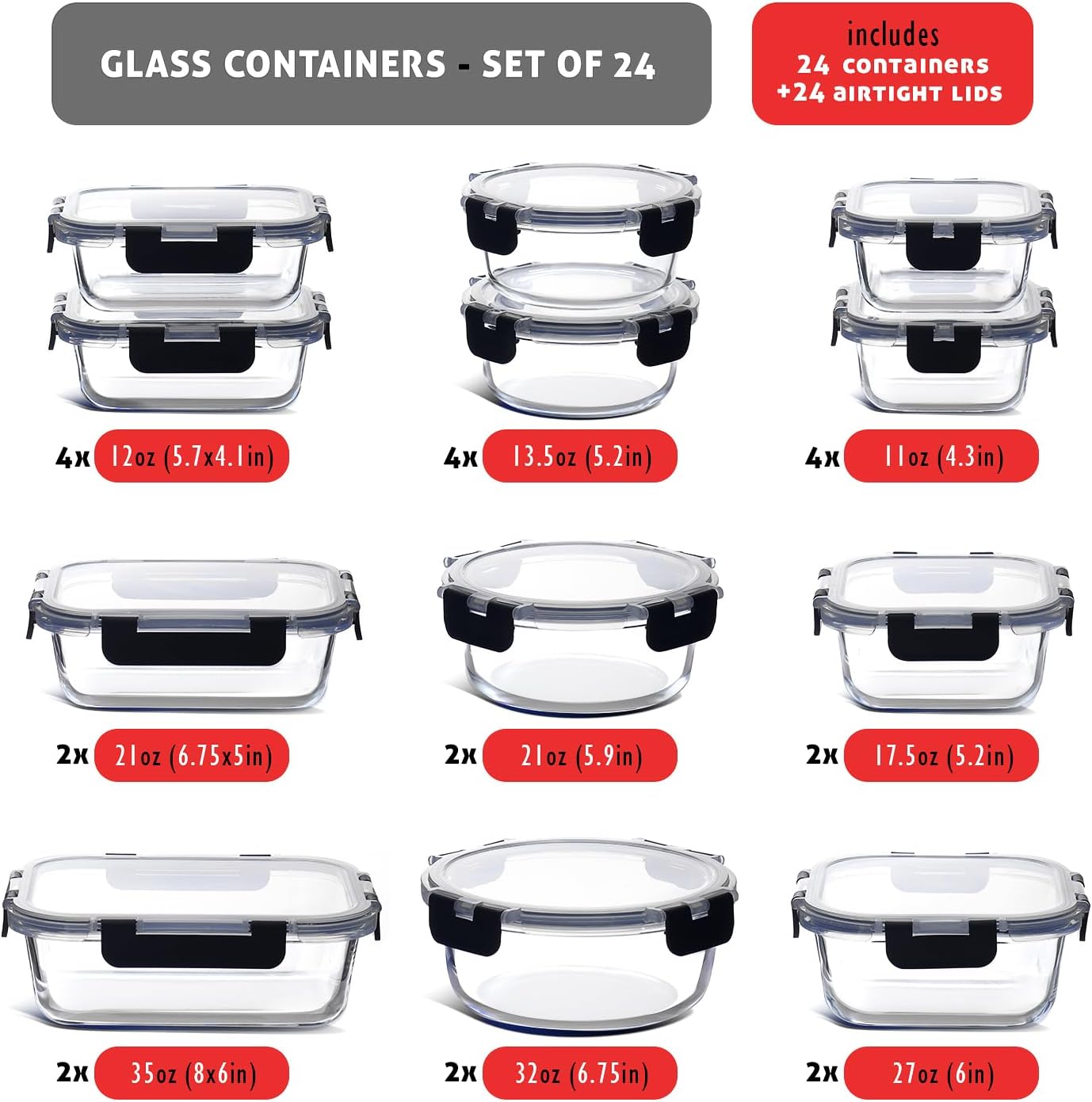 48-Piece Glass Food Storage Co – Food Storage Containers Glass recenzja i cena