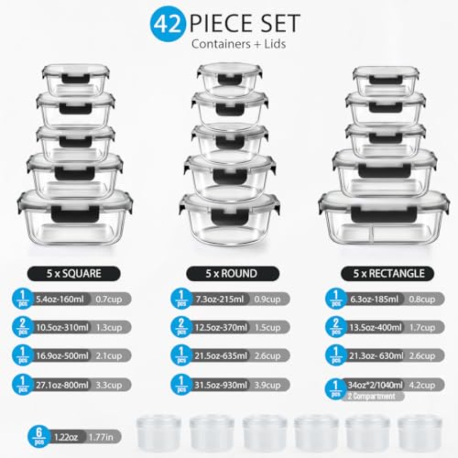 42pcs Glass Food Storage Conta – Food Storage Lidl recenzja i cena